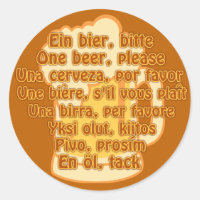BIER in Sprachen für Sonderaufkleber