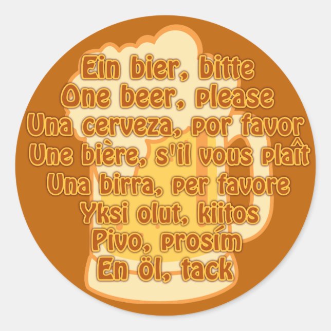 BIER in Sprachen für Sonderaufkleber Runder Aufkleber (Vorderseite)