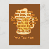 BIER in Sprachen, kundenspezifische Postkarte