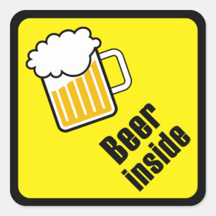 Bier innen quadratischer aufkleber