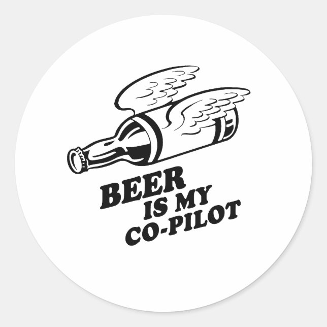 BIER IST MEIN KOPILOT RUNDER AUFKLEBER (Vorderseite)