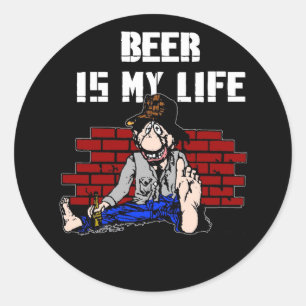 Bier ist mein Lebensaufkleber Runder Aufkleber