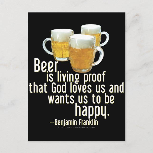 Bier ist Proof (Franklin) Postkarte (Vorderseite)