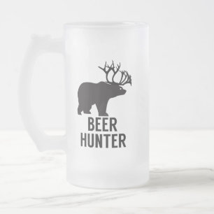 Bier-Jäger-Bärn-liebes Korn-Karibu-lustiger Humo Mattglas Bierglas