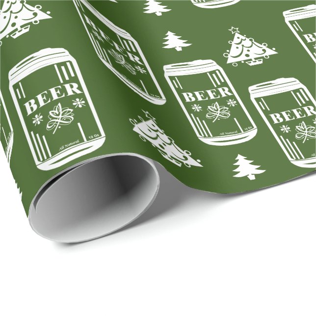 Bier Kann Weihnachtsbaum auf grün Geschenkpapier (Rolleneckpunkt)