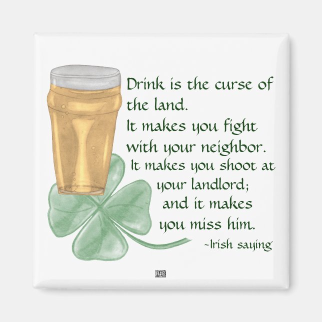 Bier & Kleeblatt/Irish Sprichwort Magnet (Vorne)