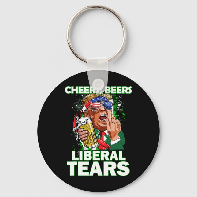 Bier Liberale Tränen Trump Holding Beer Patrick's  Schlüsselanhänger (Vorderseite)