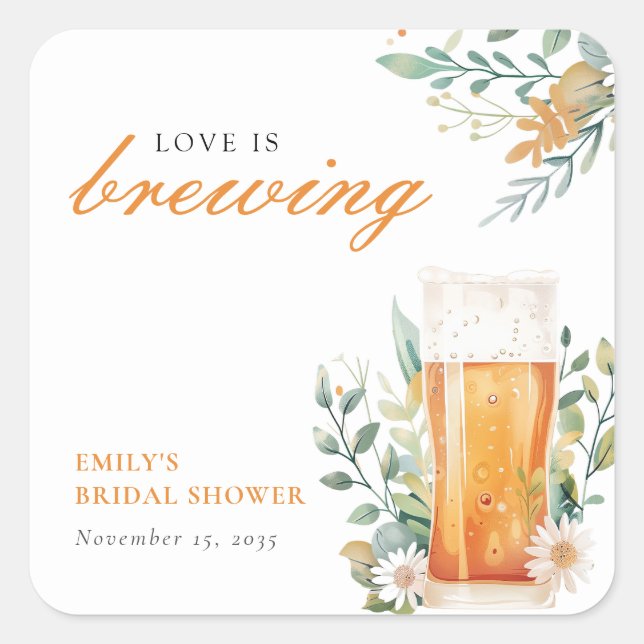 Bier Liebe Braut Brautparty Quadratischer Aufkleber (Vorderseite)