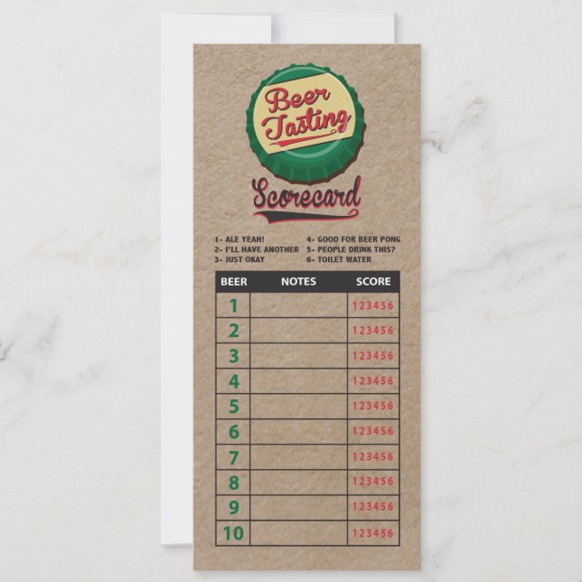 Bier-Liebhaber probieren Scorecard auf Imitat Kraf (Vorderseite)