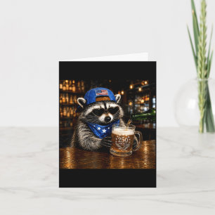 Bier lustiger Waschbär Western 4. Juli Jubiläum Karte