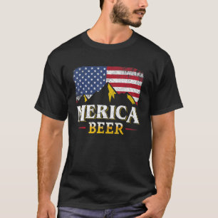 Bier Merica Flag 4. Juli Männer Frauen Amerikaner T-Shirt