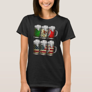 Bier mexikanische amerikanische Flagge Cinco de Ma T-Shirt