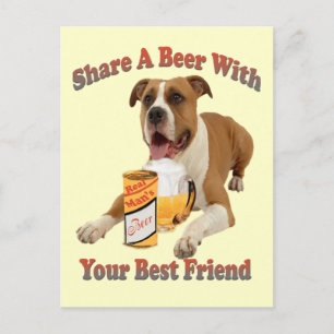 Bier mit Boxer teilen Postkarte