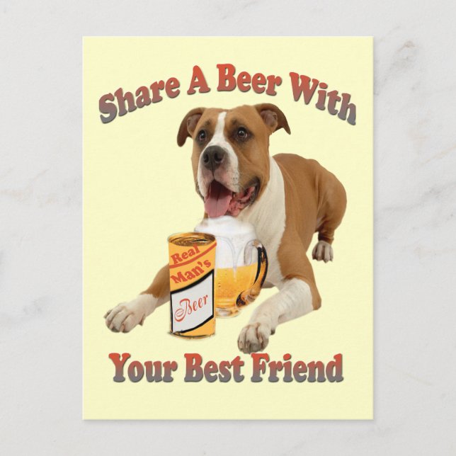 Bier mit Boxer teilen Postkarte (Vorderseite)