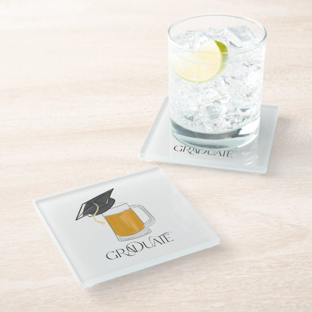 Bier mit Grad-Cap-Abschluss Glasuntersetzer (Schrägansicht)