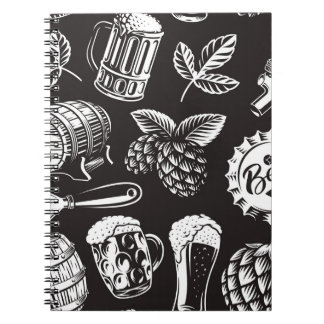 Bier nahtlos im Vintagen Stil, Backgro Notizblock