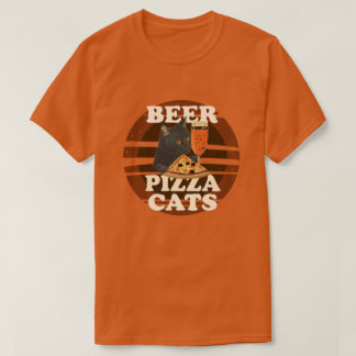 Bier Pizza Katzen – Cooler Katzenliebhaber Retro-S T-Shirt