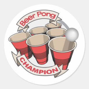 Bier Pong Meister-Aufkleber Runder Aufkleber