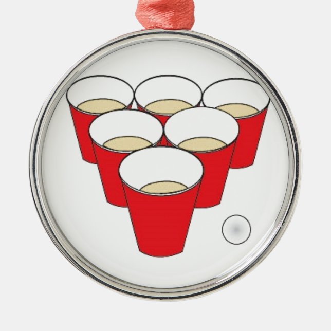 Bier Pong Schalen Silbernes Ornament (Vorne)