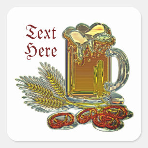Bier pretzel oktoberfest pub Bar fall Quadratischer Aufkleber
