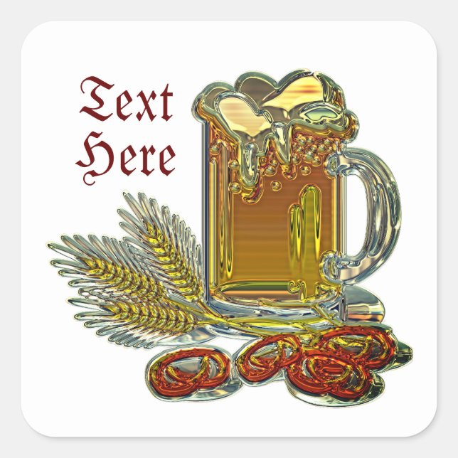 Bier pretzel oktoberfest pub Bar fall Quadratischer Aufkleber (Vorderseite)