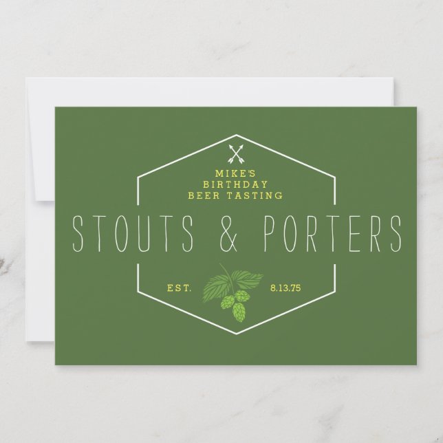 Bier-Probieren-Party-Signage, Stouts u. Träger Einladung (Vorderseite)