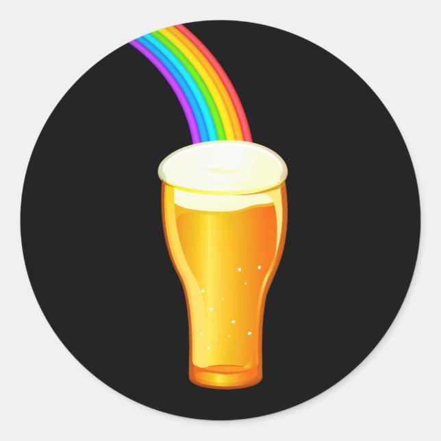 Bier Rainbow Runder Aufkleber (Vorderseite)