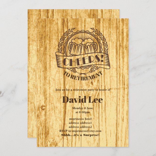 BIER, Ruhestand bejubeln, Einladung (Vorne/Hinten)