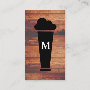 Bier Rustic Wood Quadrat-Element mit Monogramm Visitenkarte