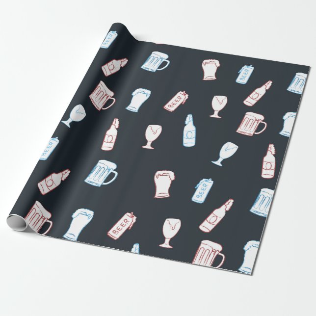 Bier Rustikale Handgezeichnete Whimsical-Bierparty Geschenkpapier (Ungerollt)