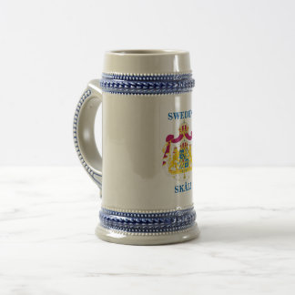 Bier Stein mit schwedischem Wappen und SKÅL! Bierglas