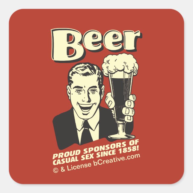 Bier: Stolze Sponsoren Lässiges Geschlecht Quadratischer Aufkleber (Vorderseite)