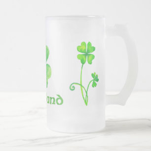 Bier-Tasse mit Aquarell-Kleeblättern Mattglas Bierglas