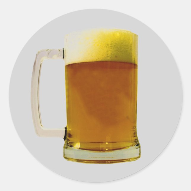 Bier-Tasse-Rundkleber Runder Aufkleber (Vorderseite)
