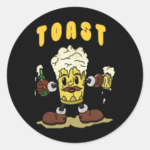 Bier Toast Maskottchen Runder Aufkleber