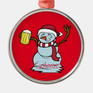 Bier trinken Betrunken Snowman Thunder_Cove Ornament Aus Metall