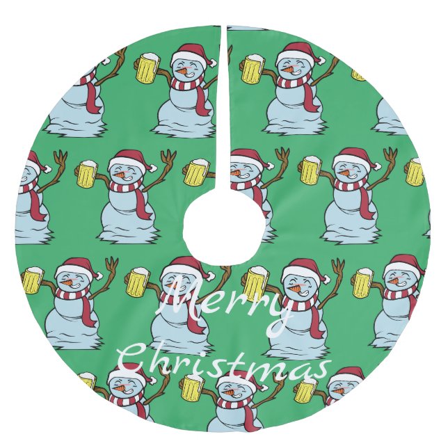Bier trinken Betrunken Snowman Thunder_Cove Polyester Weihnachtsbaumdecke (Vorderseite)