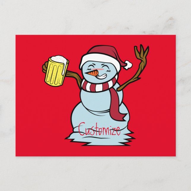 Bier trinken Betrunken Snowman Thunder_Cove Postkarte (Vorderseite)