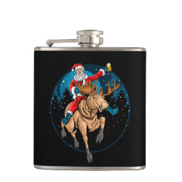 Bier trinken, Elche reiten Santa Flachmann