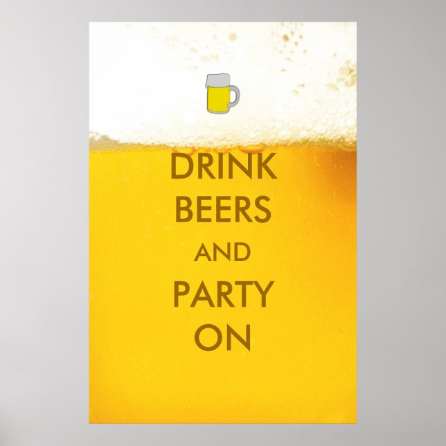 Bier trinken und Party auf Bierplakat Poster (Vorne)