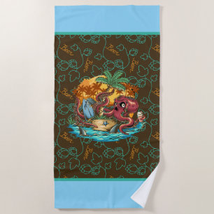 Bier trinkender Oktopus Strandtuch