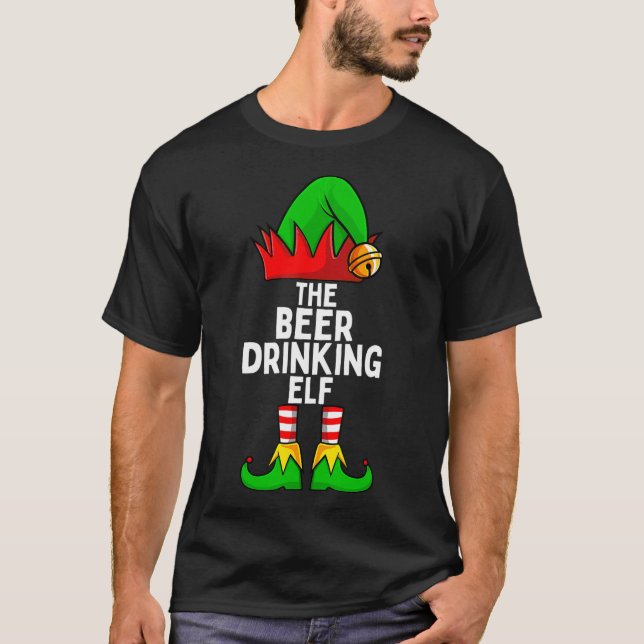 Bier trinkt Elf Matching Familie Weihnachten T-Shi T-Shirt (Vorderseite)