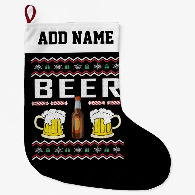 Bier trinkt hässlich Weihnachtskraut Großer Weihnachtsstrumpf (Vorderseite)