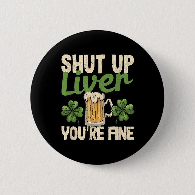 Bier trinkt St. Patricks Day. Haltet die Leber ab Button (Vorderseite)