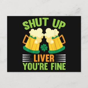 Bier trinkt St. Patricks Day. Haltet die Leber ab Postkarte