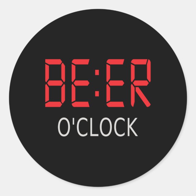 Bier-Uhr Runder Aufkleber (Vorderseite)