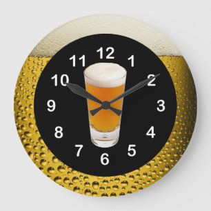Bier-Uhr-Wanduhr Gold Amber Große Wanduhr