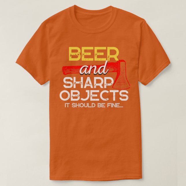 Bier und Ax Throwing Funny T-Shirt (Design vorne)