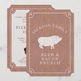 Bier und Bacon Brunch Vintages Schweinefleisch Lan Einladung