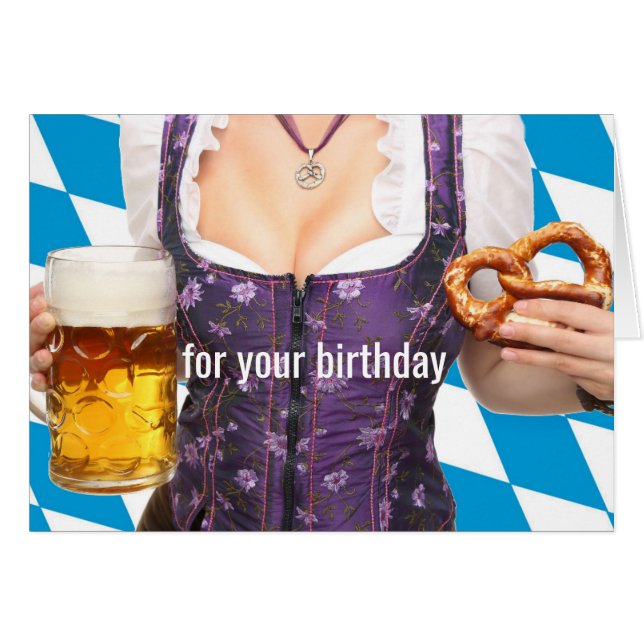Bier-und Brezel-Geburtstags-Karte (Vorderseite (Horizontal))